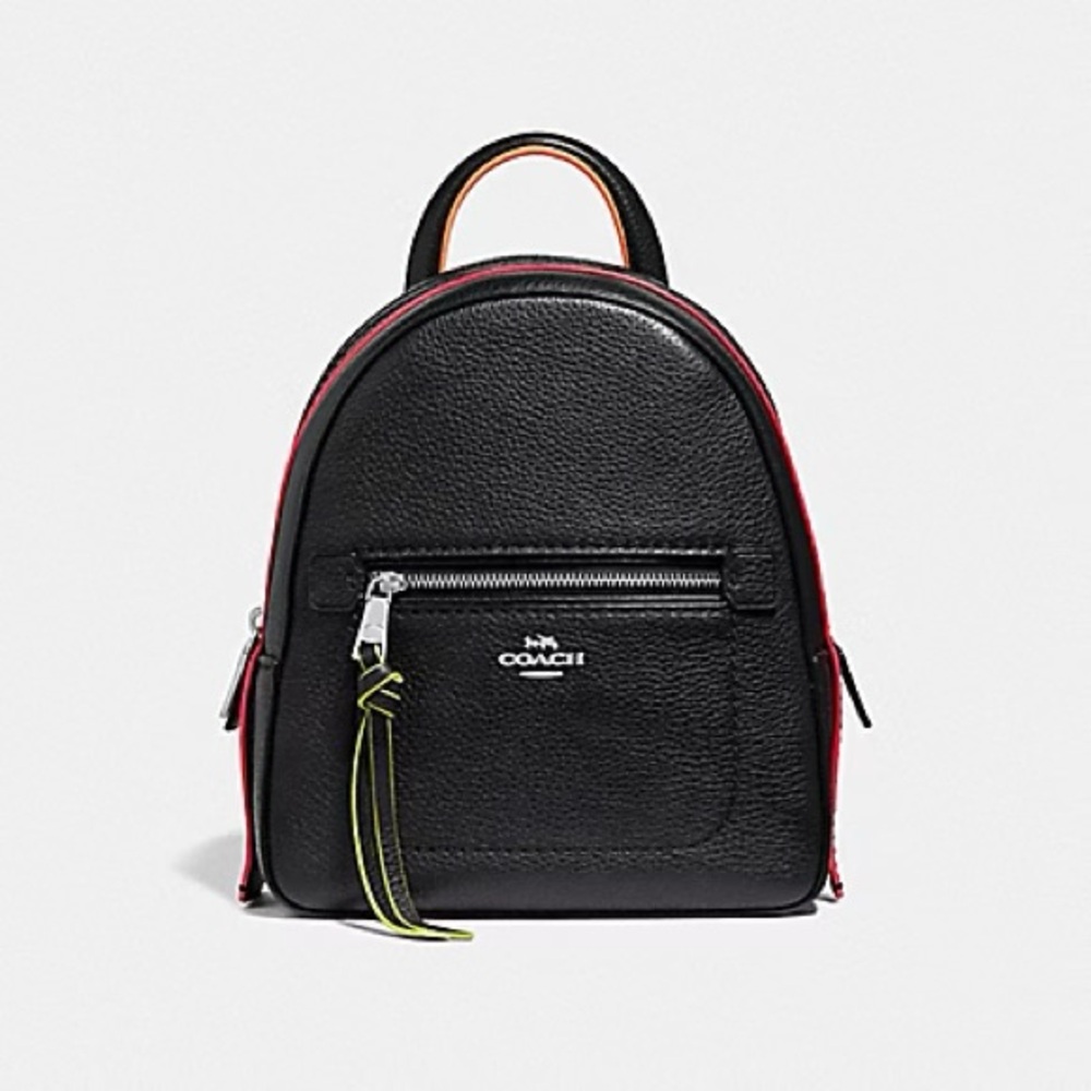 Coach Black and Red Leather Backpack